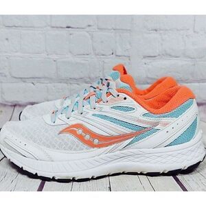 Saucony Cohesion 13 Athletic Running Shoes Women's Size 8 ~ White / Neon